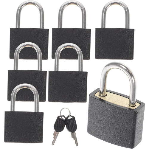 7Pcs Small Luggage Locks with Keys for Suitcase Backpack Padlocks Travel Security Black