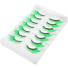 Grüne künstliche Wimpern, 7 Paar extra lange künstliche Wimpern für Halloween-Kostümpartys und Bühnen-Make-up