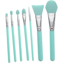 7-delige make-upkwastenset voor dames: siliconenkwasten voor vloeibare make-up, gezicht, ogen en lippen.