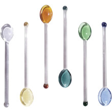 Lot de 6 cuillères à café en verre résistant à la chaleur avec long manche, pour la maison et l'hôtel.