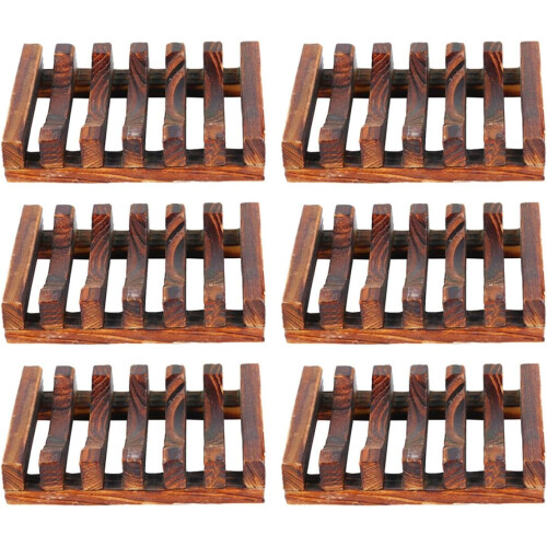 Porte-savon robuste et sec, en matière synthétique, lot de 6, marron.