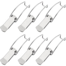 Lot de 6 loquets de porte pour armoire, en fer nickelé, à ressort, installation facile et rapide, couleur argent.