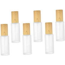 6 Stück kleine Glas-Parfümflaschen mit Holzmaserung und matter Oberfläche, ideal für Reisen und zum Verpacken von Parfüm.