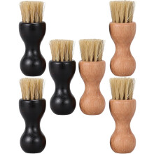 6-teiliges Set multifunktionaler Bürsten mit Holzgriff für Schuhreinigung, Schuhputzmittel-Applikator und Borstenbürste