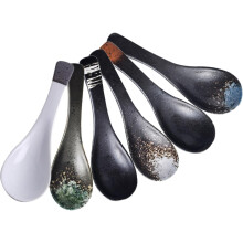 6-teiliges japanisches Keramik-Suppenlöffel-Set in verschiedenen Farben, leicht und zart im Vintage-Design
