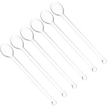 6-teiliges Set Kaffeelöffel, Dessertlöffel aus hitzebeständigem, lebensmittelechtem Glas mit langem Griff