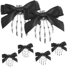 6er-Pack Totenkopf-Haarspangen mit Schleife und Kralle – Gruselige Halloween-Haarspangen mit Skelett-Motiv