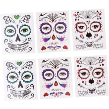 6 Halloween gezichtsmake-up stickers, gemakkelijk aan te brengen voor kostuums, gemaakt van veilig materiaal, met leuke en unieke ontwerpen.