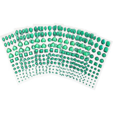 6 Bögen dunkelgrüne Acryl-Strasssteinaufkleber, 3D-Kristall-Basteldekoration