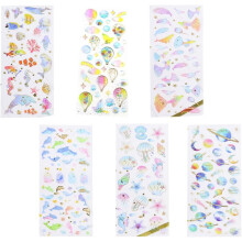 Autocollants brillants pour scrapbooking, autocollants de couleurs assorties, 6 pièces