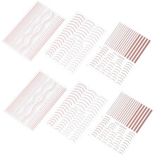3D-Nagelaufkleber in Roségold-Metall-Kurve, 6 Stück, selbstklebende Streifen-Nagelkunst-Aufkleber für Frauen zur DIY-Maniküre und