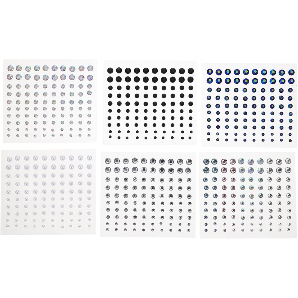 Hkhbjs 6 Sheets Rhinestone Facial Decoration Eye Face Gems Jewels Self Adhesive Makeup Diamonds