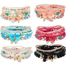6er-Set Reisperlen-Armbänder, stapelbare Perlenarmbänder für Damen, Geburtstagsgeschenk für Teenager-Mädchen, Schmuckset, zufällige Farben
