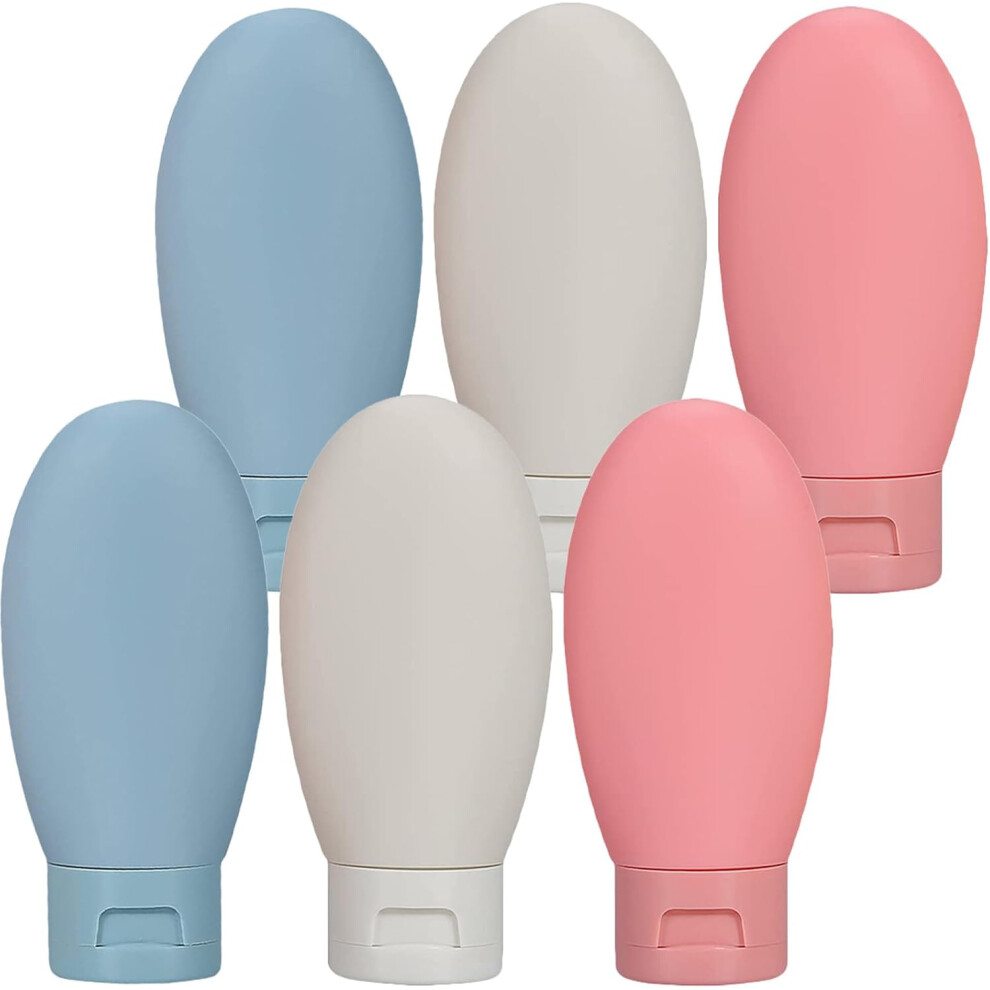 Hkhbjs 6Pcs Travel Squeeze Bottles 60Ml Portable Plastic Empty Shampoo Lotion Containers Leakproof Refillable