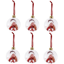 6 Stück sternförmige Weihnachtskugeln mit Fotomotiven, hängende Ornamente, dekorative Kunststoffkugeln