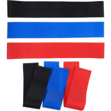 6-teiliges Set TPE-Widerstandsbänder für Yoga und Fitness – Blau (15 lb), Rot (25 lb), Schwarz (30 lb), dehnbare Stuhlbänder