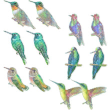 6 Paar magnetische Kolibri-Fensteraufkleber aus PVC, stoßfest, elegantes Glitzerdesign