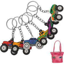 6-teiliges Set niedlicher Offroad-Fahrzeug-Schlüsselanhänger für Damen und Herren, kleine Cartoon-Autoschlüsselringe