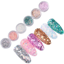 6 Stück ultradünne Pailletten für Nagelkunst, gemischte Glitzerflocken, Nagelglitzer-Pailletten für DIY-Maniküre