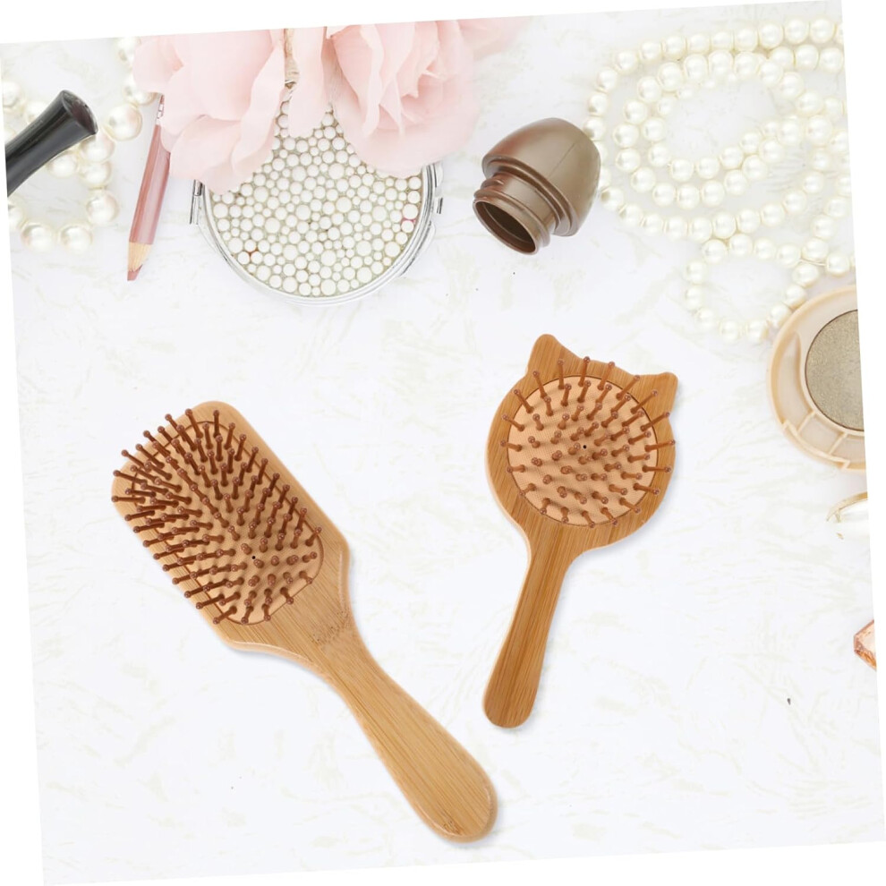 Hkhbjs 2Pcs Bamboo Hair Brush Natural Bristle Massage Detangling Brush