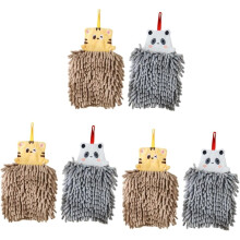 Lot de 6 serviettes à mains ultra-absorbantes pour la cuisine et la salle de bain, motif dessin animé mignon, séchage rapide, en chenille.