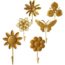 6 goldene Wandhaken aus Eisen, vielseitig einsetzbar, einfach zu montieren, kreativ, stilvoll, elegant, schick, Kleiderstange