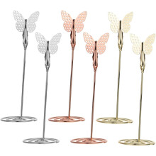 6-teiliges Set schmetterlingsförmiger Tischkartenhalter in Gold und Roségold