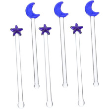 Lot de 6 bâtonnets mélangeurs en verre pour mélanger délicatement les boissons, y compris le thé au lait, pour les fêtes et les salons de thé.