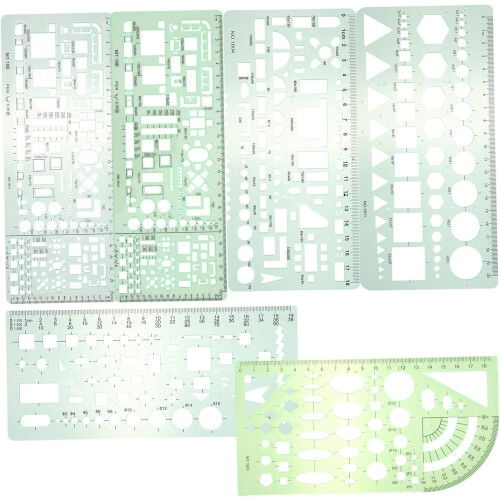 Geometric Stencils Drawing Stencils Set 6 Pieces Plastic Circle Ruler Template