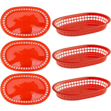 6 stuks voedselbakjes/broodhouders/hotdogmandjes met schattig design, rood PP-materiaal, gemakkelijk schoon te maken, veelzijdig in gebruik.