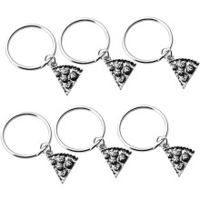 6 kreative Metall-Schlüsselanhänger mit silbernem Pizza-Design – ideales Abschlussgeschenk – robuste Schlüsselringe