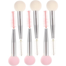 Lot de 6 pinceaux de maquillage double embout en éponge pour sourcils, pommade à sourcils, mascara et fond de teint, idéal pour les voyages.