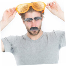 12sets Realistic Fake Mustache and Beard Eyebrows for Men Halloween Party Old Man Costume Dress-up Beard Props Grey