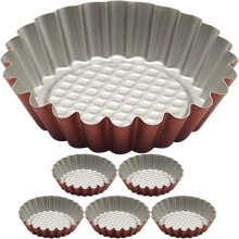 6 moules à tartelettes aux œufs, en acier au carbone, antiadhésifs, à surface lisse et facile à nettoyer, en forme de fleur.