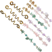 6pcs Dreadlock Hair Spirals with Jade Pendants Braiding Jewelry Set