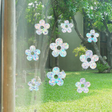 9 adesivi decorativi creativi per finestre interne, a forma di fiore, con adesione statica, in plastica antiurto e impermeabile.