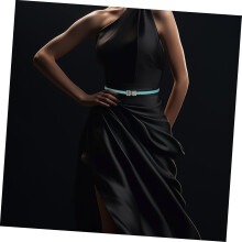 Leather Thin Women Belt Adjustable Ladies Dress Belt Narrow Waist Candy Color Light Blue