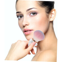 Velký růžový štětec na make-up s houbovou hlavou pro fixaci tělového pudru s měkkými krátkými vlasy