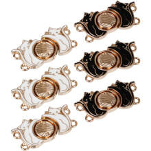 Lot de 6 attaches vintage chat pour pull, cardigan, cape, col, noir et blanc, 2,8 cm x 1,5 cm