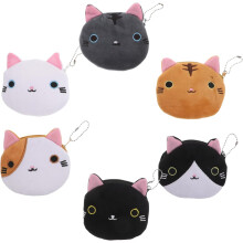 6 piezas de lindos bolsos de gato para niños y niñas, monedero de gato, llavero, mini monedero para niñas, escuela, oficina, compras