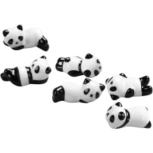 Ensemble de 6 repose-baguettes en céramique en forme de panda, comprenant un porte-baguettes et un repose-cuillère.