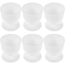 Lot de 6 coquetiers réutilisables en polypropylène blanc, pour plusieurs personnes.