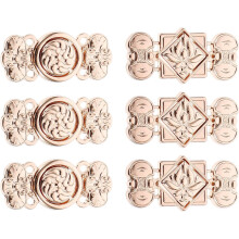 6 stuks Chinese stijl metalen kraagclips voor vesten en sjaals, vintage lichtgoud, 3 stuks van elk Hf038 en Hf039