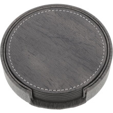 Set of 6 Double-Sided Pu Leather Coasters Non-Skid Thickened Cup Mats Multipurpose Heat-Resistant Drink Coasters