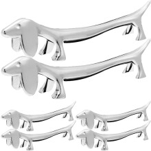 Ensemble de 6 porte-baguettes en métal en forme de chien, porte-couverts décoratif argenté pour tables et bars