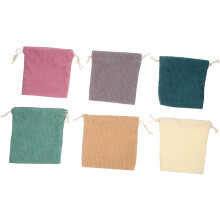 6er-Set kleine Kosmetik- und Schmuckbeutel aus Cord mit Kordelzug, tragbar für Reisen, Lippenstift, Schlüssel, Münzen und Karten