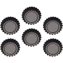 6-teilige Eierkuchenform, Backform, antihaftbeschichtet, aus hochkohlenstoffhaltigem Stahl, schwarz, heizt schnell auf zum Backen von Desserts