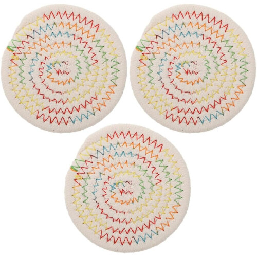 6pcs Woven Coasters for Drinks Absorbent Farmhouse Style Macrame Coasters for Table Desk for Office