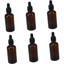 6er-Set 50ml Braunglas-Tropfflaschen, nachfüllbar, für ätherische Öle und Parfums