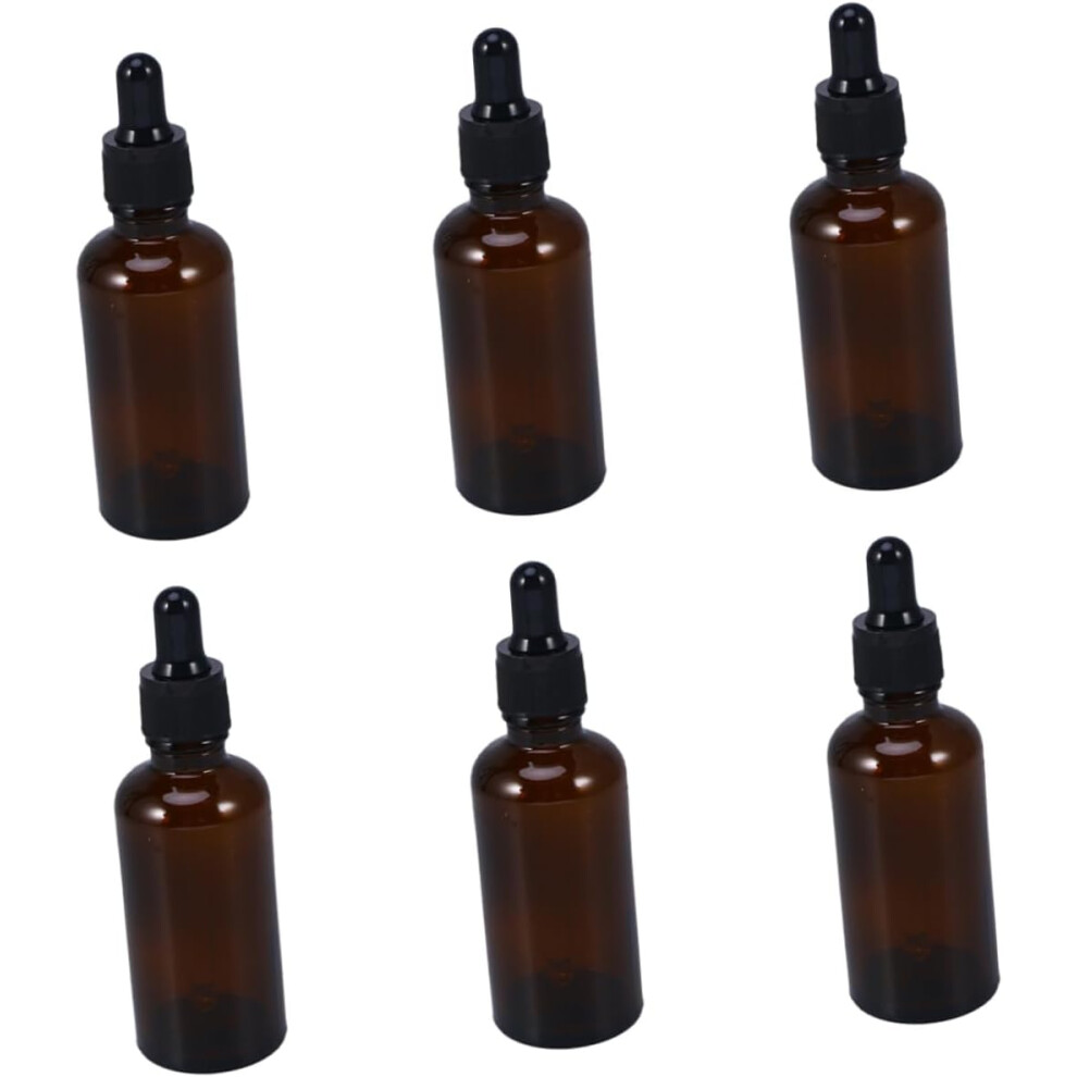 Hkhbjs 6Pcs 50Ml Amber Glass Dropper Bottles Set Refillable Essential Oil Perfume Bottles